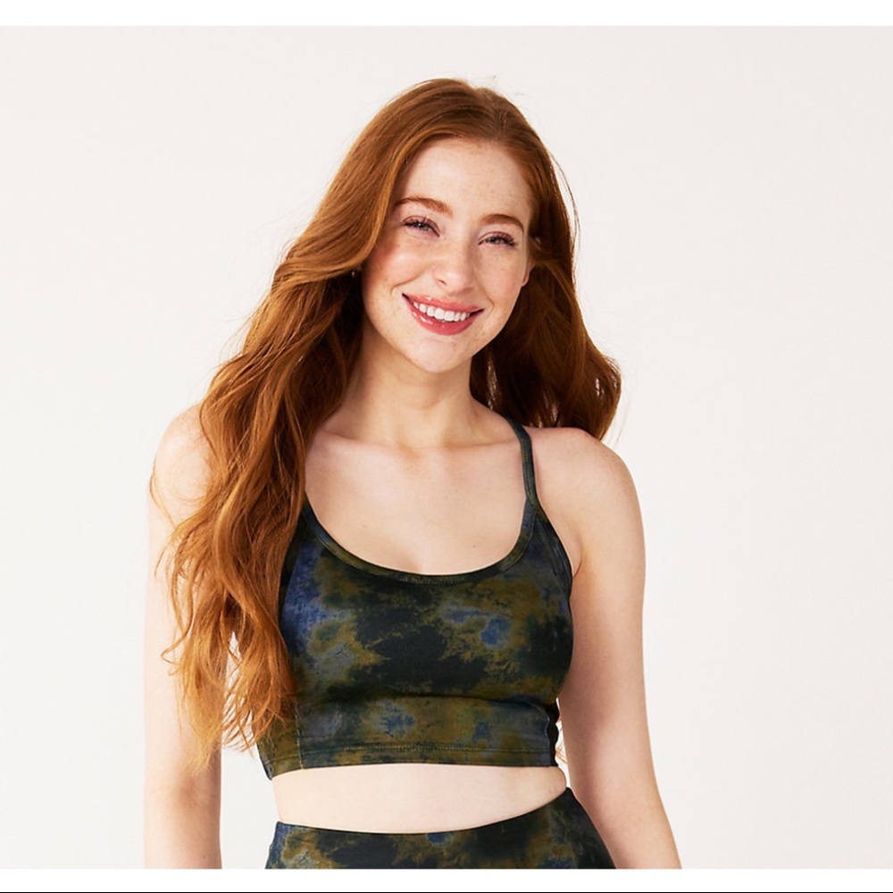 NWT SO Sporty Scoopneck Bra Green & Navy Juniors Size M